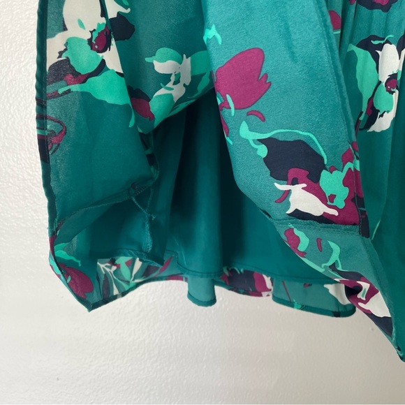 Merona Windward Green Floral Print Pleated Elastic Waist Skirt Size Medium - Picture 5 of 7